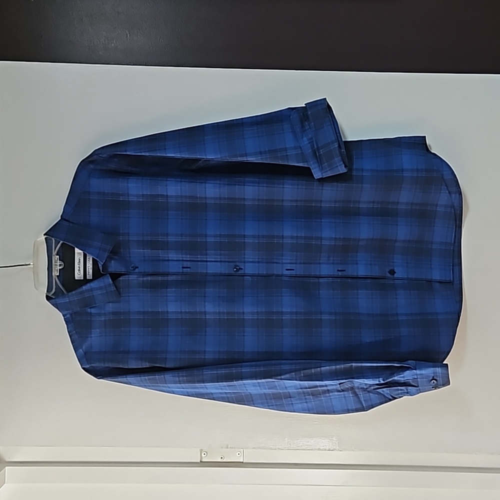 Blue Plaid Calvin Klein button-down shirt